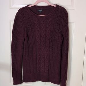 Nautica Deep Purple Cable Knit Sweater, Beautiful, Heavier Textured Sweater